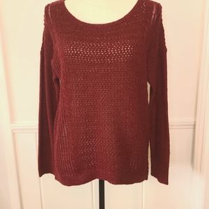 Eileen Fisher Women's Sweater Knitted Maroon Size XS Wool Alpaca Blend